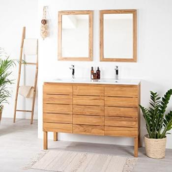 Mueble de baño Ananta de teca y cerámica L120 cm