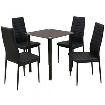 vidaXL Conjunto de Mesas y Sillas de Comedor Pack de Cinco Piezas de Color Negro