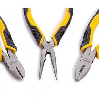 Stanley Juego Alicates Control Grip. Universal + corte diagonal + boca larga STHT0-75094, negro, amarillo, talla única