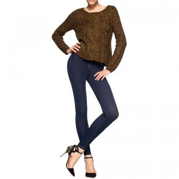 HUE Leggings Curvy Fit Denim de Mujer | Leggings de Moda con Bolsillos Traseros, Lavado de Medianoche, Pequeño