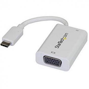 StarTech.com USB C to VGA Adapter with Power Delivery - 1080p USB Type-C to VGA Monitor Video Converter w/ Charging - 60W PD Pass-Through - Thunderbolt 3 Compatible - White