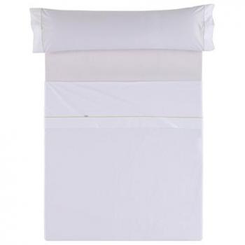 Juego de sábanas lisas 100% algodón blanco, 144 hilos, 3 piezas, cama doble
