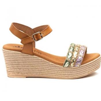 Sandalia Plataforma de Cuero para Mujer LA VIDA ROSA en color Camel