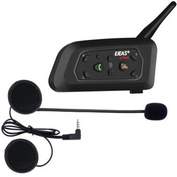 Ejeas V6 Pro Auriculares Intercomunicador Moto Bluetooth para Motocicletas, Gama Comunicación Intercom de 1200m, intercomunicador Casco Moto, Impermeabilidad, Intercomunicacion Entre 6 Motociclistas