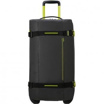 Bolsa de Viaje American Tourister Urban Track Mediana con Ruedas Negra/Lima 68 cm, Poliéster Reciclado, Sostenible