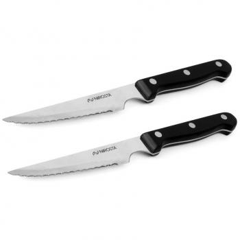 Cuchillos chuleteros de acero inoxidable con mango de madera (2 unidades)
