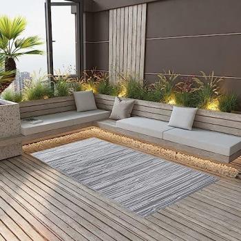 Alfombra de exterior PP gris 120x180 cm