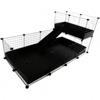 Jaula modular C&C de un piso 4x2 + Loft 2x1 + Rampa negra
