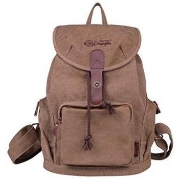 DGY - Moda mochila de lona y PU cuero con diseño casual para mujer Bolsa de Viaje Mochila de a diario - E00117 Marrón