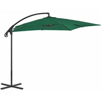 vidaXL Sombrilla Voladiza Barra Acero 250x250 cm Verde Parasol Paraguas Jardín