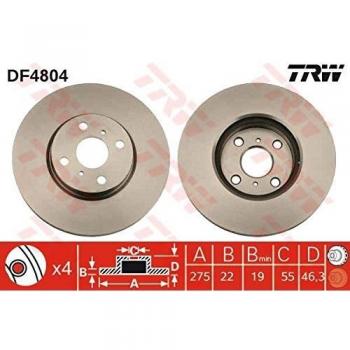 Disco de freno TRW DF4804, ventilado, 1 pieza