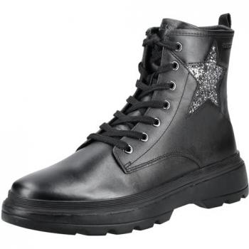 Botines GEOX Kiddartah Niña Negro/Plateado Oscuro, Piel, Plano, Cremallera, Moda Infantil, Talla 39