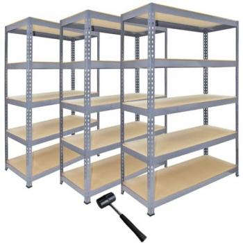 Estanterías Metálicas Grises Q-Rax 3 Unidades 120 x 50 x 180 cm, Soporte Pesado de Acero, Capacidad de Carga 200 kg