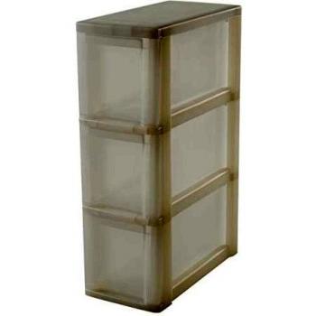 Iris Ohyama, torre de almacenamiento con 3 cajones sobre ruedas - New Slim Chest - NSC-203, plástico, blanco satinado / transparente, 30 L, 40 x 20 x 61,5 cm
