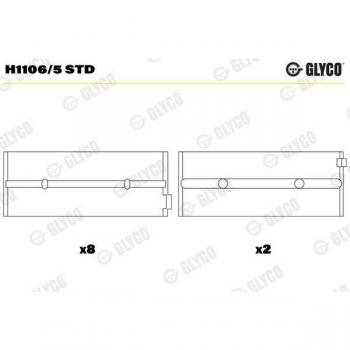 Cojinete de cigüeñal GLYCO H1106/5 STD para LAND ROVER Defender SUV, soporte en acero con recubrimiento de bronce