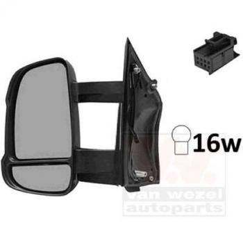 Espejo retrovisor VAN WEZEL 1651811, tipo: espejo retrovisor, características: diseño específico para vehículos, montaje en puerta, incluye soporte de fijación, acabado en negro, compatible con modelos específicos de automóviles