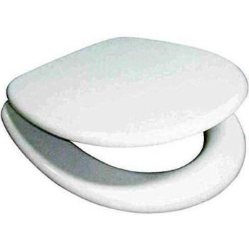 MSV 140720 - Asiento de Inodoro con bisagras de plástico, Zinc Blanco/Plateado, 30 x 20 x 110 cm