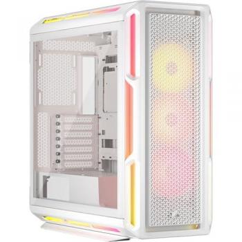 Corsair iCUE LINK 5000T LX RGB Caja Mid-Tower ATX Blanca con 3 Ventiladores LX120 RGB y Tiras de Luz Aurora RGB