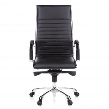 hjh OFFICE 660500 Silla de oficina PARMA 20 Cuero Negro, Sillón de oficina moderno de piel genuina, Respaldo alto, ergonómica