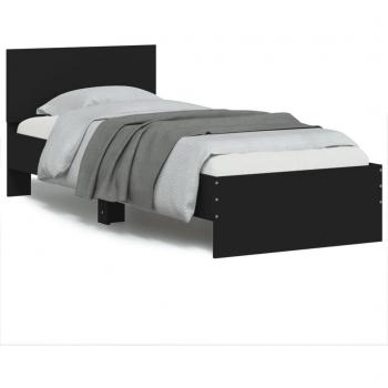 Cama solar con cabecero y LED negro 75x190 cm