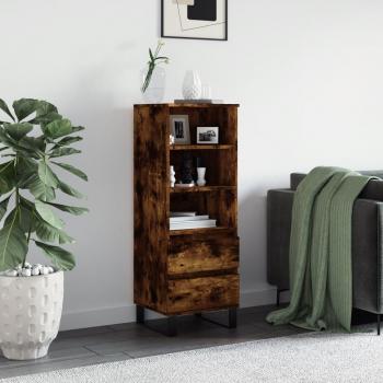 Aparador alto de madera contrachapada 40x36x110 cm, mueble de almacenaje para salón con puertas y cajón de madera, buffet moderno, armario auxiliar y de almacenamiento en roble ahumado marrón