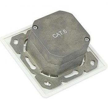 Toma de Red RJ-45 Doble CAT6 con Caja de Superficie, Diseño Elegante y Conexión Blindada