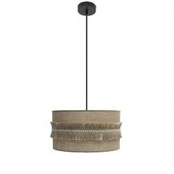 Lámpara Colgante Kala 1xe27 Negro con Flecos, Diseño Elegante y Dimensiones de 40x40 cm