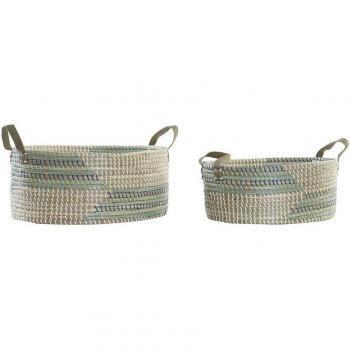 Juego de Cestas DKD Home Decor Tropical - Dimensiones: 45 x 35 x 18 cm, Material: fibra natural, Estilo: tropical, Incluye múltiples cestas para almacenamiento decorativo