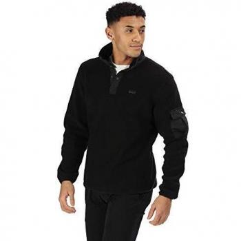 Regatta Cormac Button-Neck High Pile Borg Fashion Fleece Forro Polar, Hombre, Negro/Negro, S