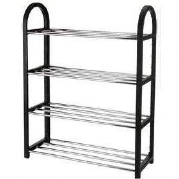 Zapatero Estantería 4 Niveles Aluminio Negro 50X65x19cm
