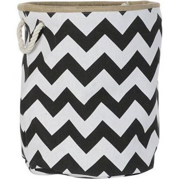 Cesta de Almacenamiento con Diseño Zigzag en Poliéster y Yute, Ideal para Decoración del Hogar