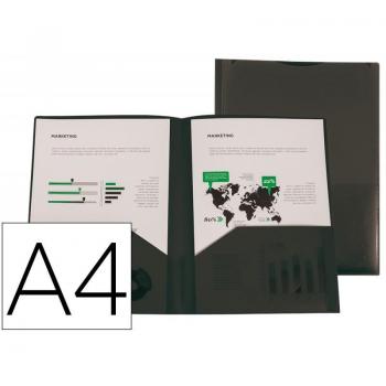 Carpeta Liderpapel Dossier Canguro Polipropileno DIN A4 Negro Opaco con Dos Bolsas - KG46