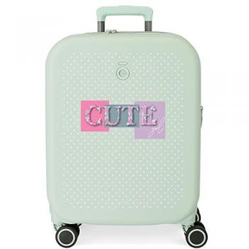 Maleta de Cabina Rígida para Niña Enso Cute Girl Verde Menta 37L con Cierre TSA y 4 Ruedas Dobles