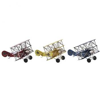 Figura Decorativa Avioneta Vintage DKD Home Decor 16 x 15 x 9 cm (3 Piezas)
