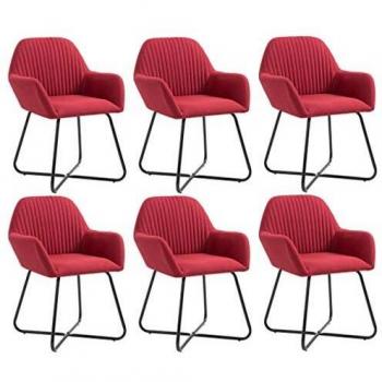 Wine Red Fabric Dining Chairs Set of 6