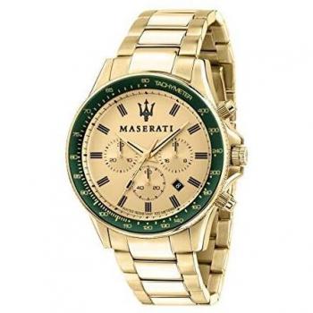 Maserati Men's Stainless Steel, Yellow Gold PVD Watch, Sfida Collection, with Stainless Steel Strap - R8873640005