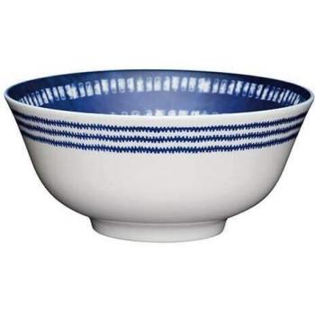 Set de 4 cuencos con diseño de azulejos estilo mediterráneo, cerámica, azul/blanco - 15,5cm