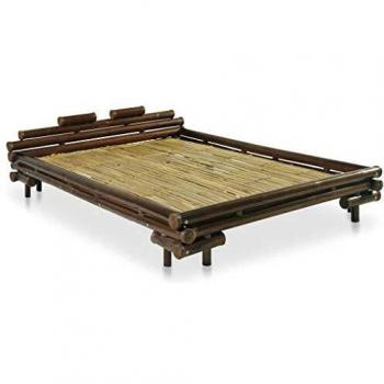 Cama de Bambú Marrón Oscuro sin Colchón 140x200 cm