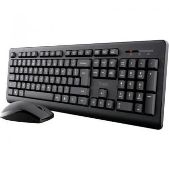 Trust Primo Kit Tastiera y Mouse Inalámbrico QWERTY Italiano Negro - Resistente a Derrames, Unico Receptor USB, Diseño Ambidextro