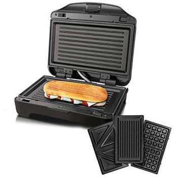 Taurus Miami Premium Sandwichera Intercambiable de 900W en Negro y Acero Inoxidable