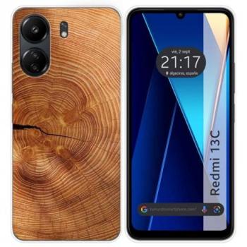 Funda de Silicona para Xiaomi Redmi 13C con Diseño de Madera 04 y Dibujos