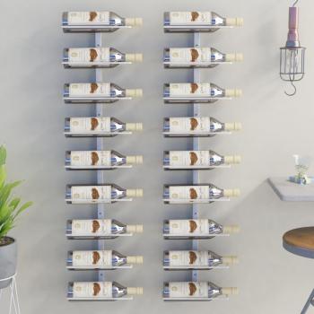 vidaXL Wall-mounted Wine Rack for 9 Bottles (2 pcs, White Iron)
