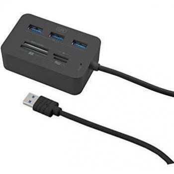 1Life Hub USB 3.0 con Lector de Tarjetas Multiformato, Compatible con Windows, Mac OS y Linux, Color Negro
