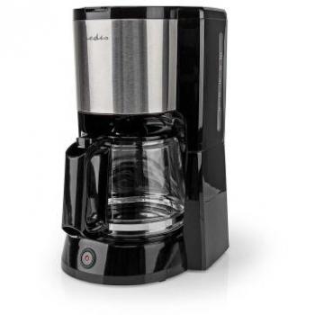 Cafetera de filtro Nedis KACM260EBK, 12 tazas, capacidad máxima 1,5 L, potencia 1000 W, función mantener caliente, color negro/plata