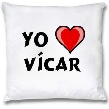 Ropa de almohada blanca con Amo Vícar