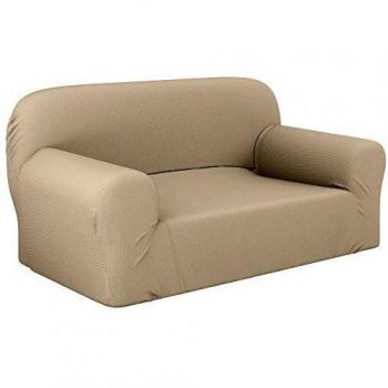 Dreamzie - Fundas Sofa Elasticas 2 Plazas - 60% Algodón Reciclado - Certificada Oeko-Tex® sin Productos Químicos - Fabricada en España - Crema