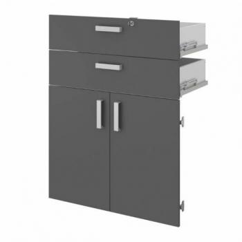 Estantería Oficina Moderna Miroytengo con 2 Cajones, Melamina Gris, Dimensiones 78x100x37 CM