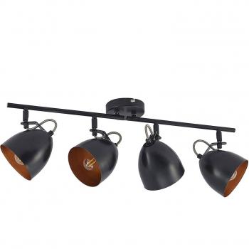 Lindby Fintja foco empotrado moderno negro/oro de metal para salón y comedor, 4 luces E14