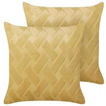 Conjunto de 2 cojines decorativos de piel sintética amarillos 45 x 45 cm Sitapur