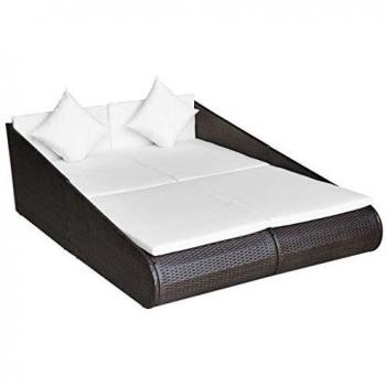 Brown Poly Rattan Garden Bed 43.3x78.7